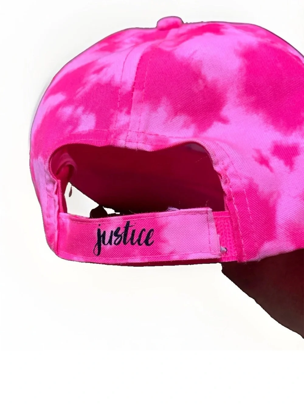 Kids Pink Tie-Dye Cap with Black Glitter Brim